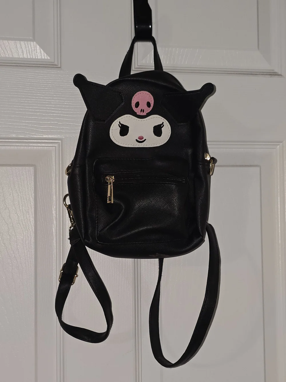 Kids Black Character Mini Backpack with Pink Accent